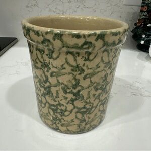 Vintage R.R.P. Co. Roseville Pottery Ohio Crock Green Sponge Ware 1 Quart